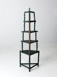 antique folk art spool corner shelf