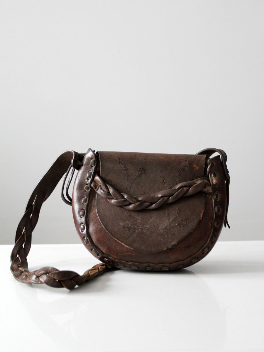 vintage 70s leather shoulder bag