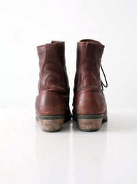 vintage lace up work boots, men's size 10