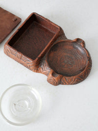 vintage Syroco cigarette box with ashtray