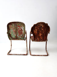 mid-century metal lawn chairs pair