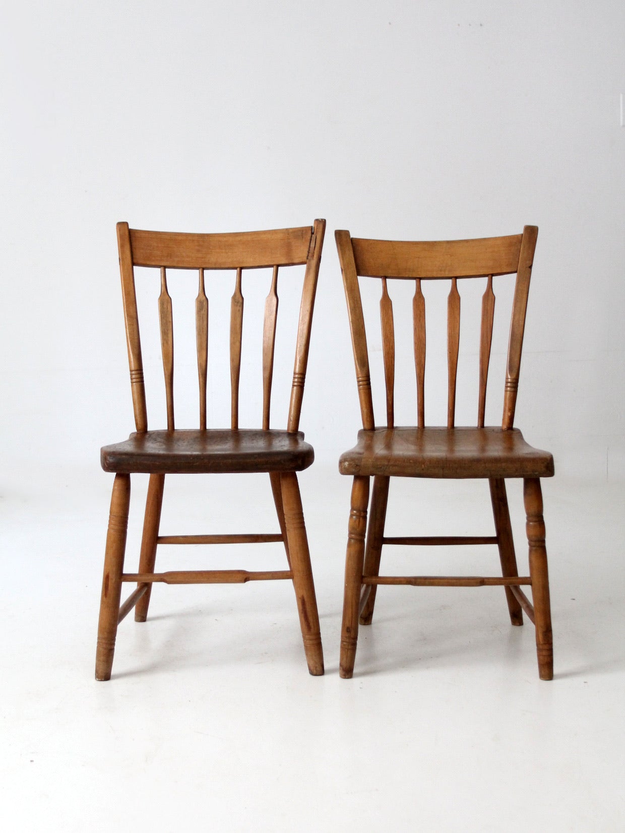 antique farmhouse dining chairs pair