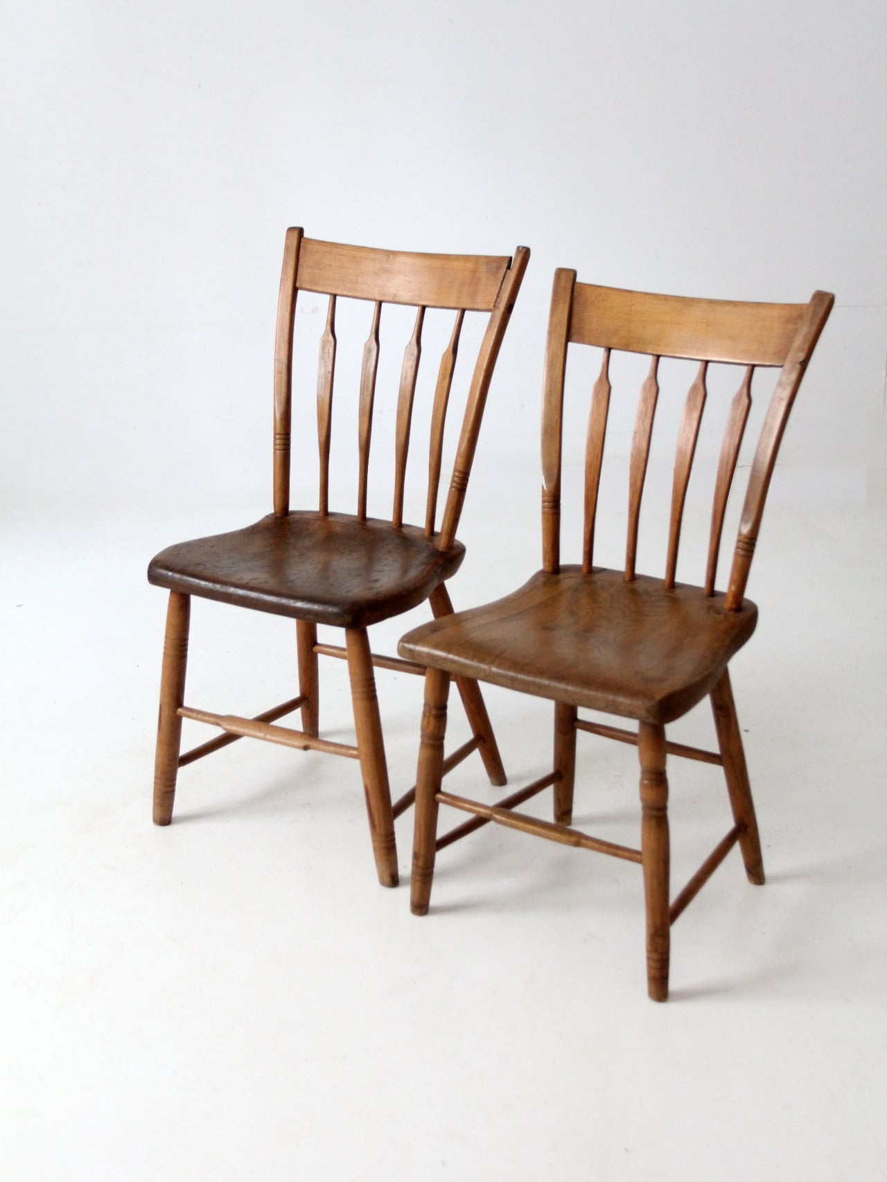 antique farmhouse dining chairs pair