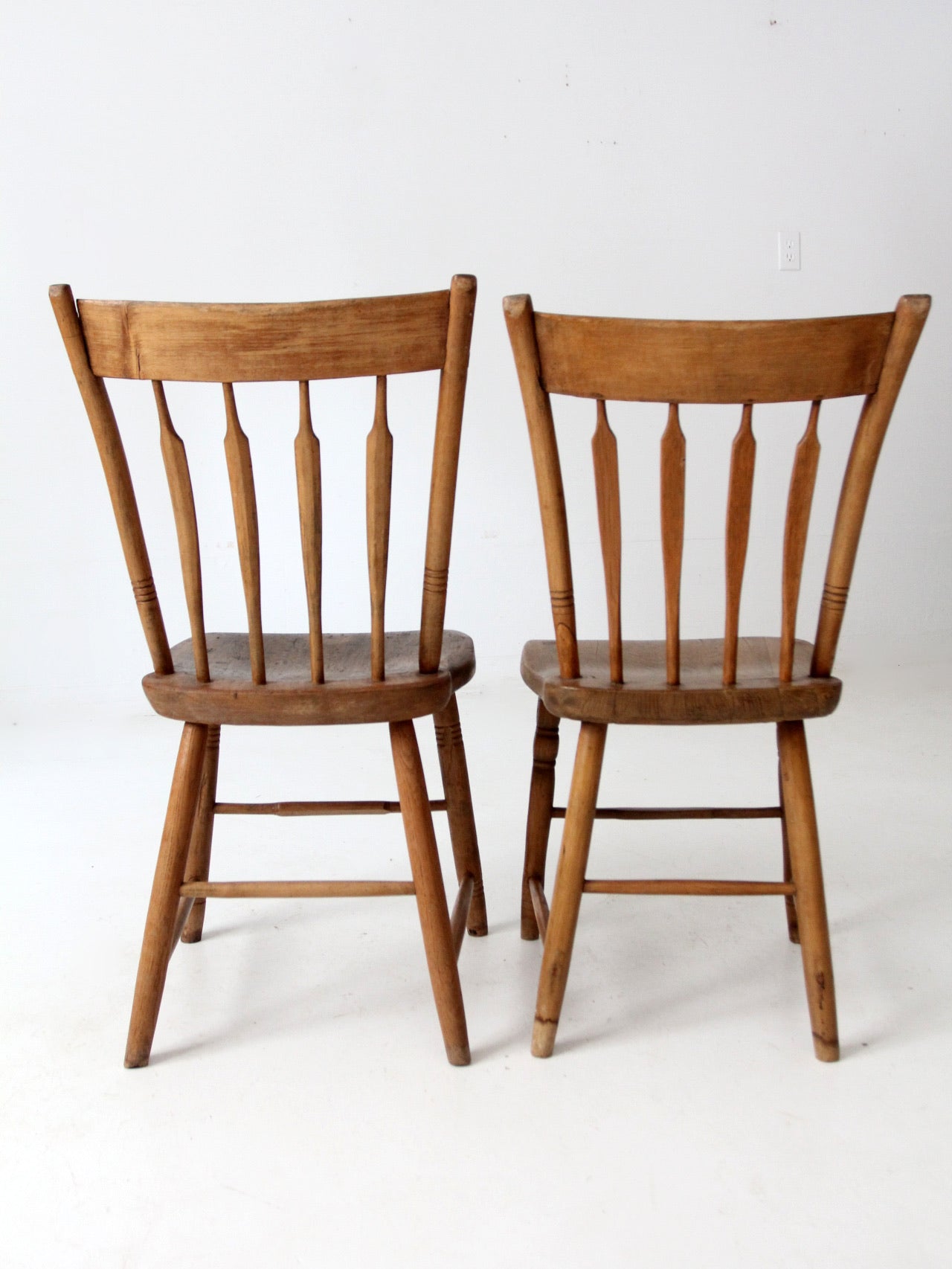 antique farmhouse dining chairs pair