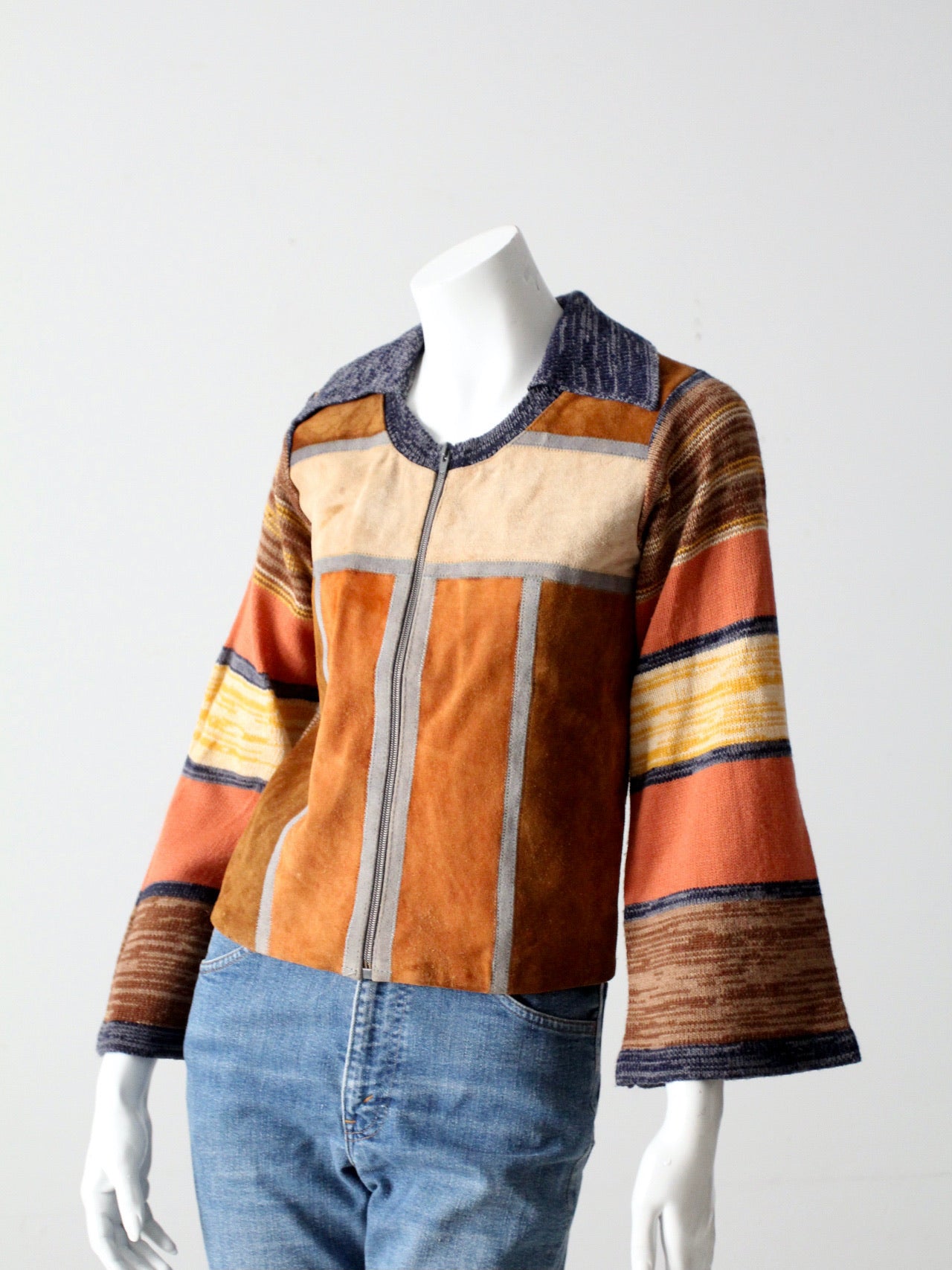 vintage 70s patchwork cardigan hippie sweater
