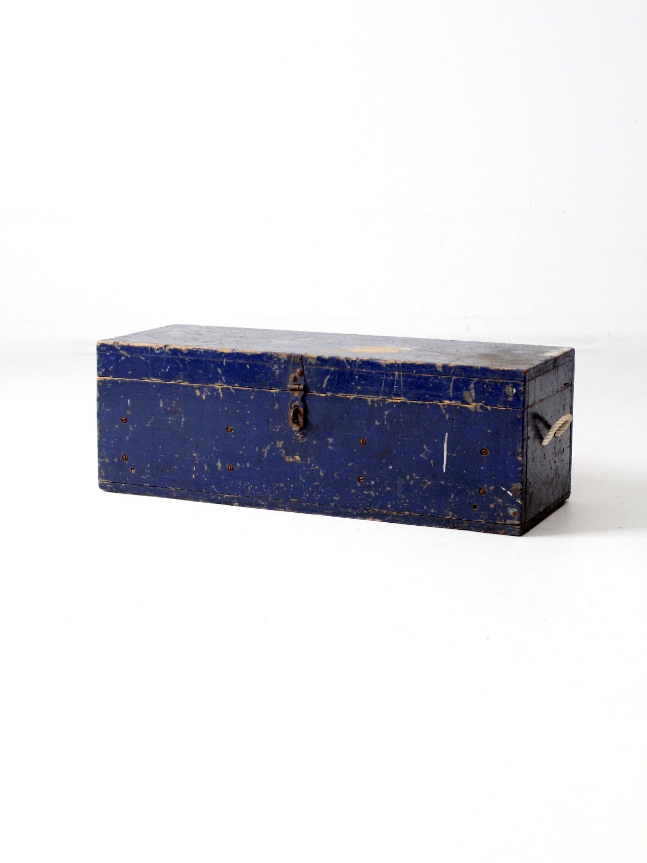 vintage blue wood toolbox