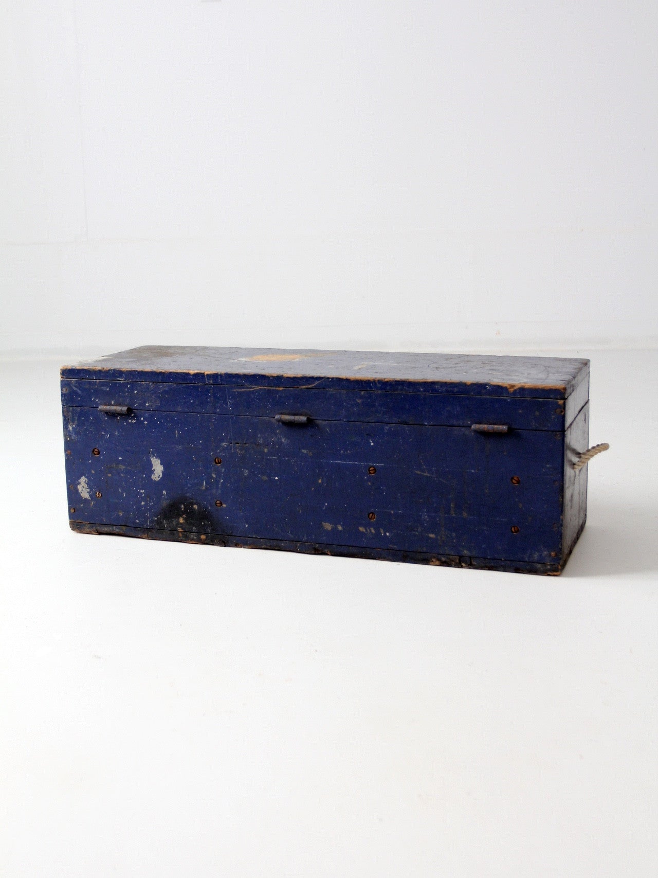 vintage blue wood toolbox