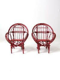 antique Adirondack children's chairs pair