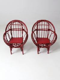 antique Adirondack children's chairs pair