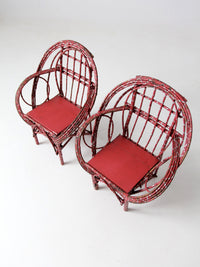 antique Adirondack children's chairs pair
