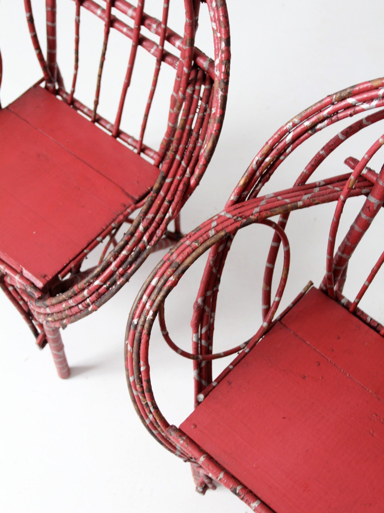 antique Adirondack children's chairs pair