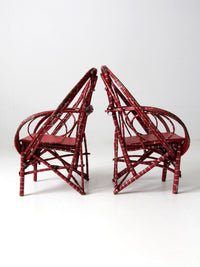 antique Adirondack children's chairs pair