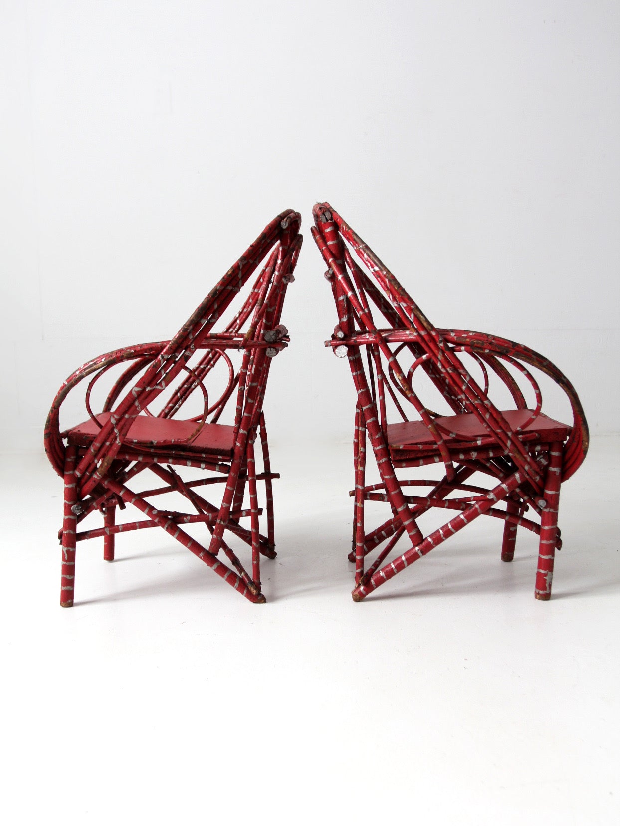 antique Adirondack children's chairs pair