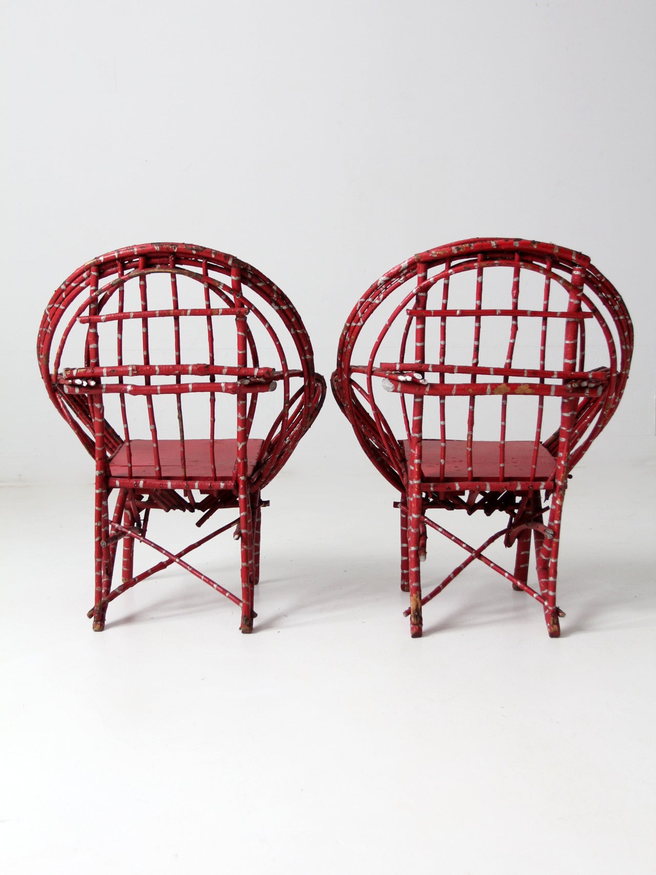 antique Adirondack children's chairs pair