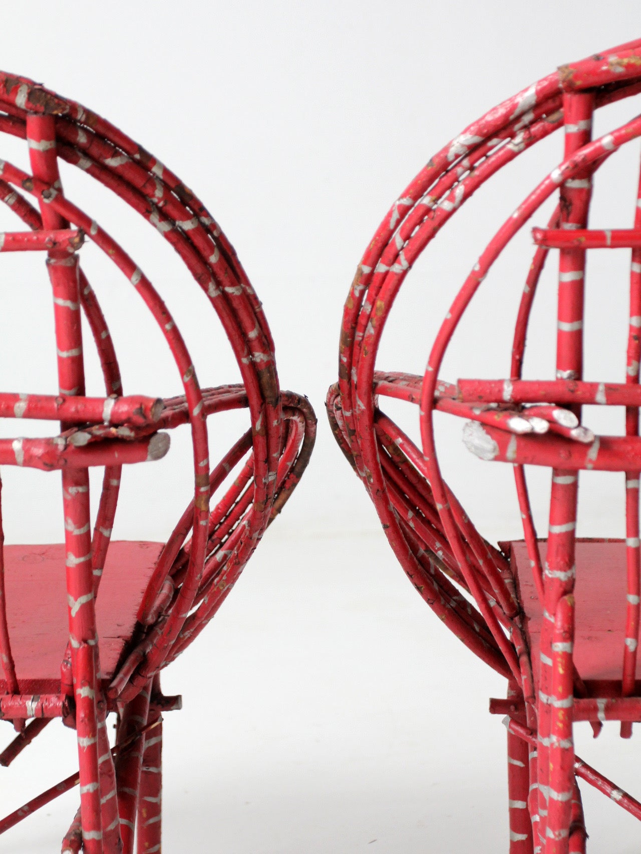 antique Adirondack children's chairs pair