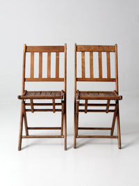 vintage wooden folding chair pair