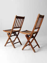 vintage wooden folding chair pair