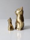 mid century brass cat pair