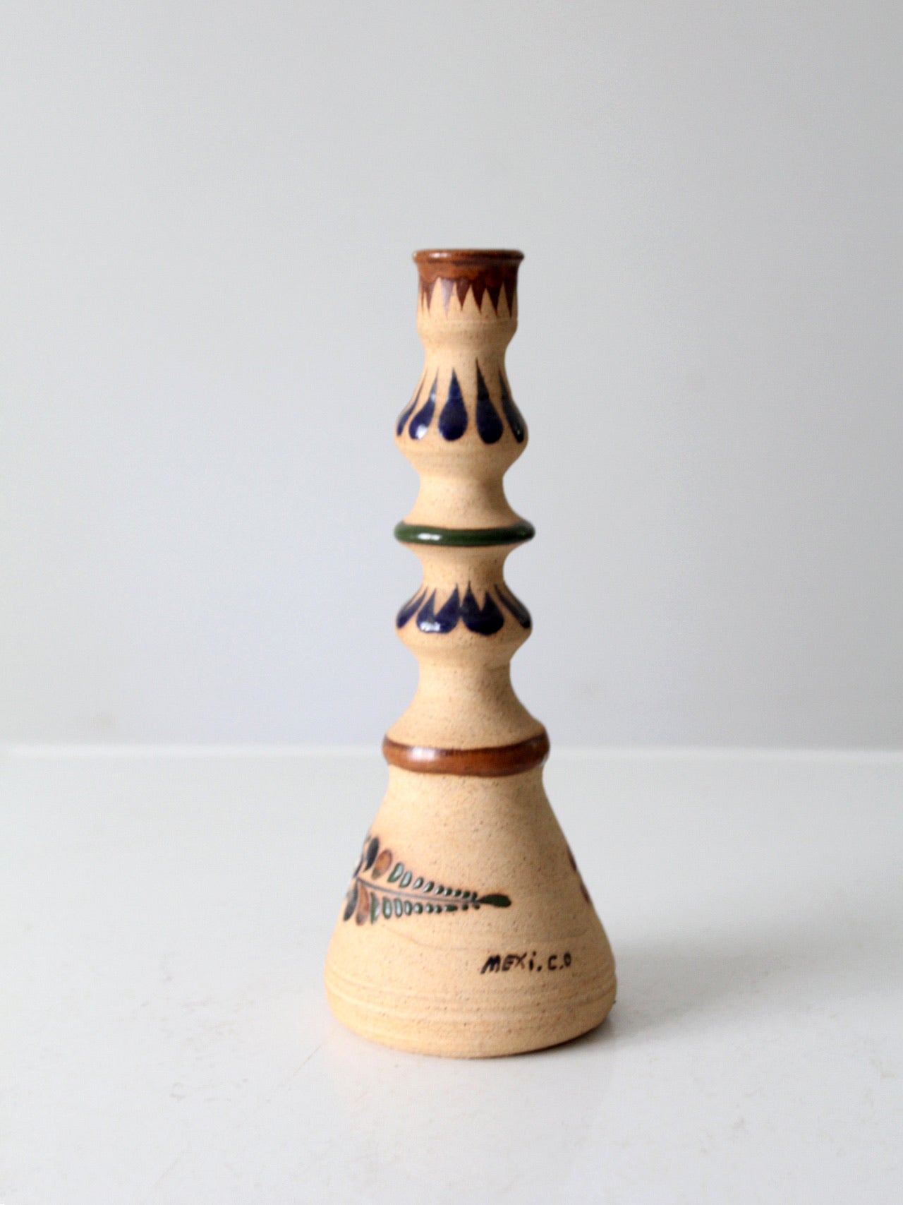 vintage Tonala Mexican pottery candlestick holder