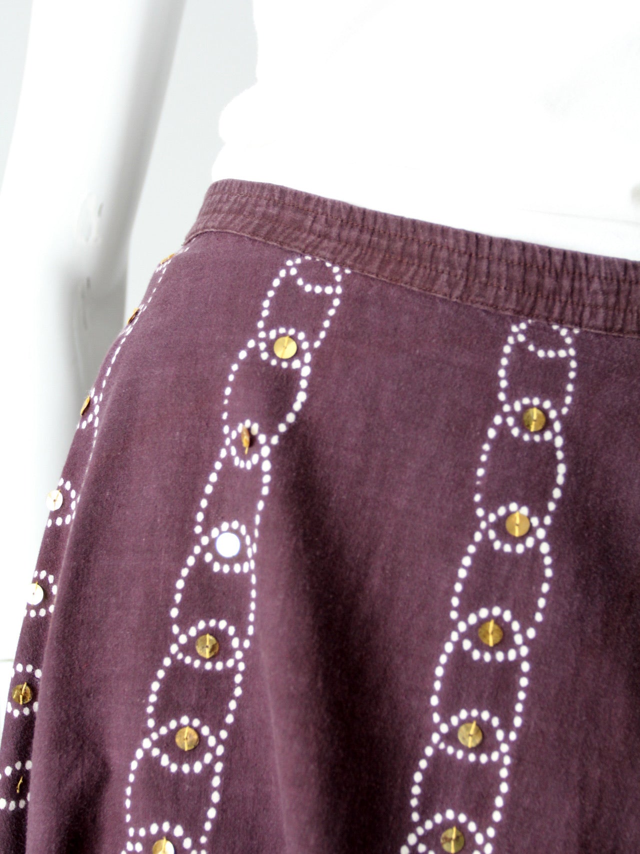 vintage boho print skirt with sequins