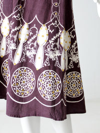 vintage boho print skirt with sequins