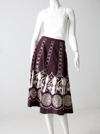 vintage boho print skirt with sequins