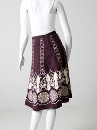 vintage boho print skirt with sequins