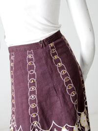 vintage boho print skirt with sequins
