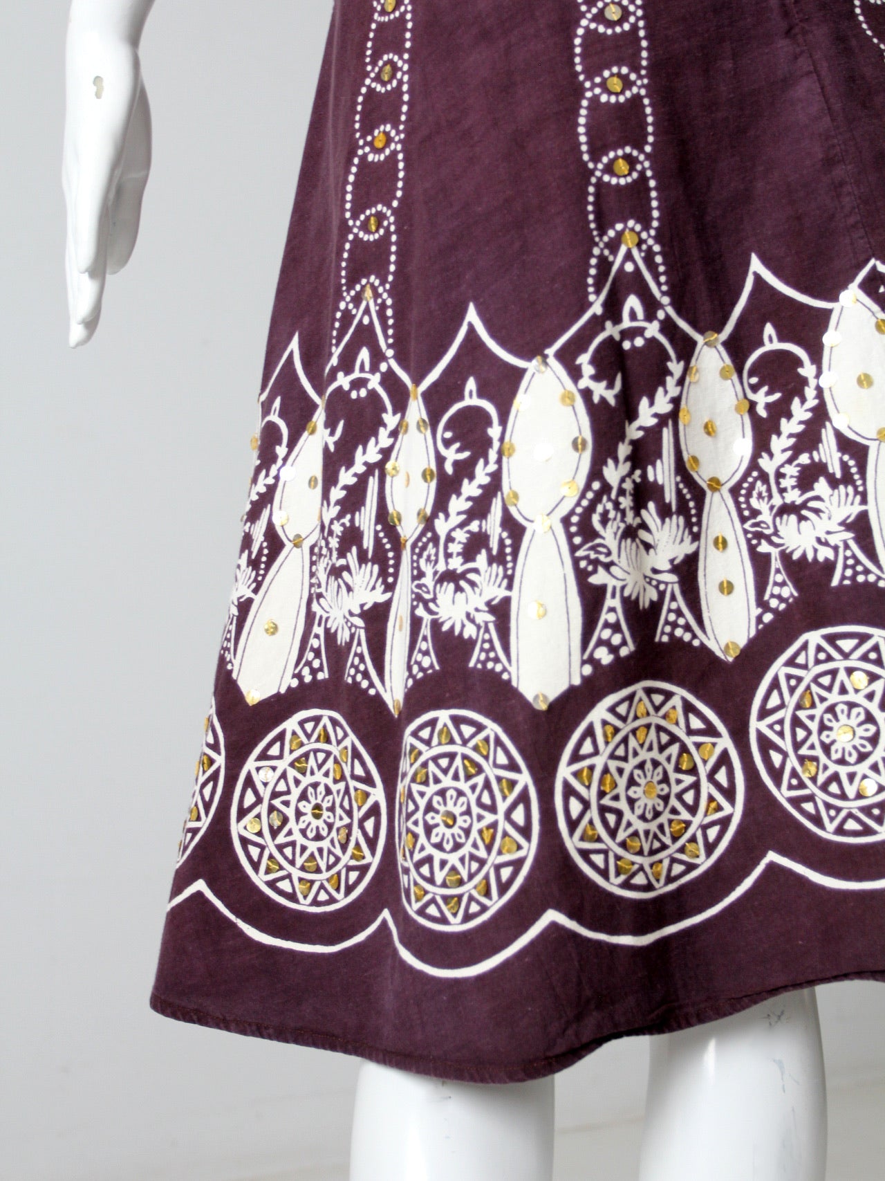 vintage boho print skirt with sequins