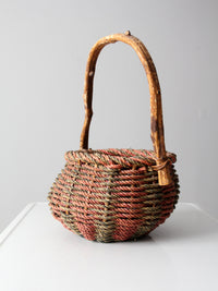 vintage rustic woven handle basket