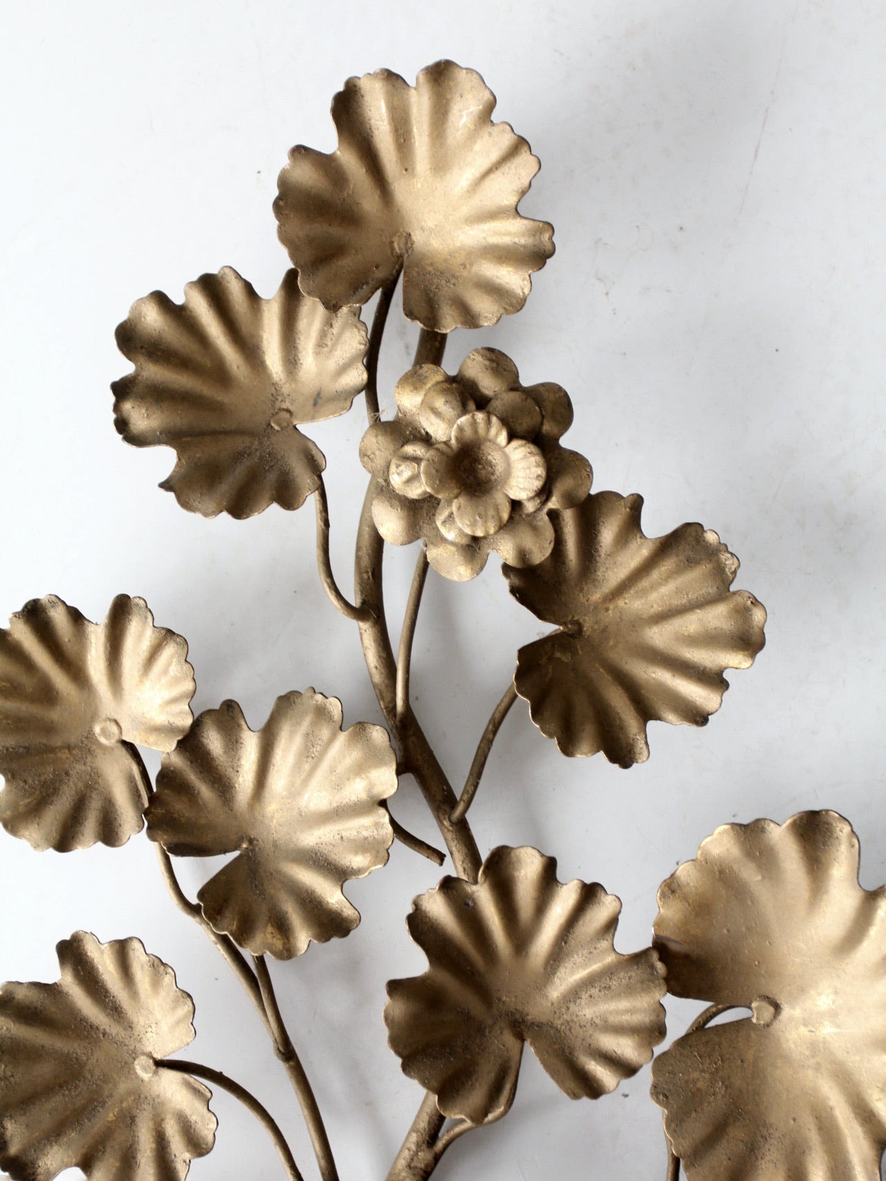 mid century Italian gilt tole candlesconces pair