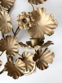 mid century Italian gilt tole candlesconces pair