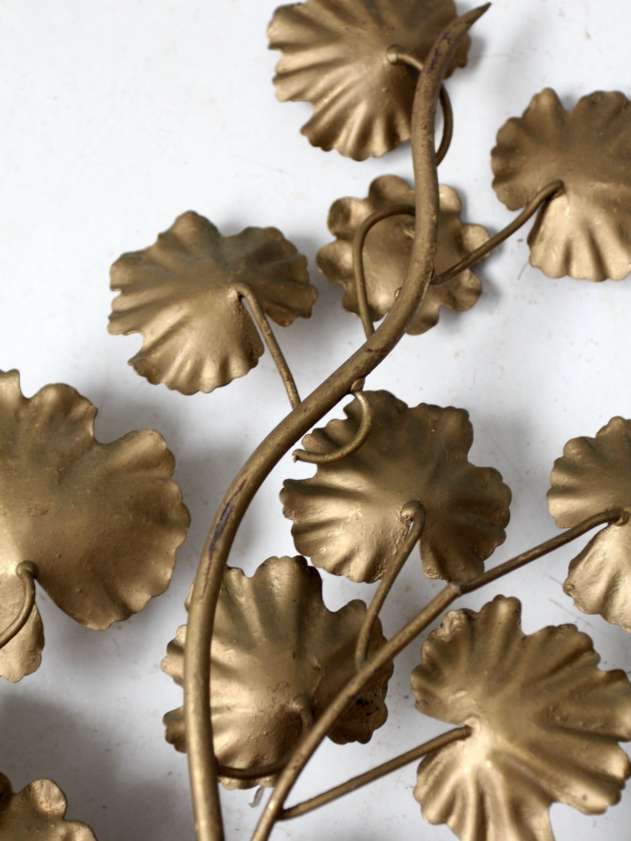 mid century Italian gilt tole candlesconces pair