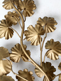 mid century Italian gilt tole candlesconces pair