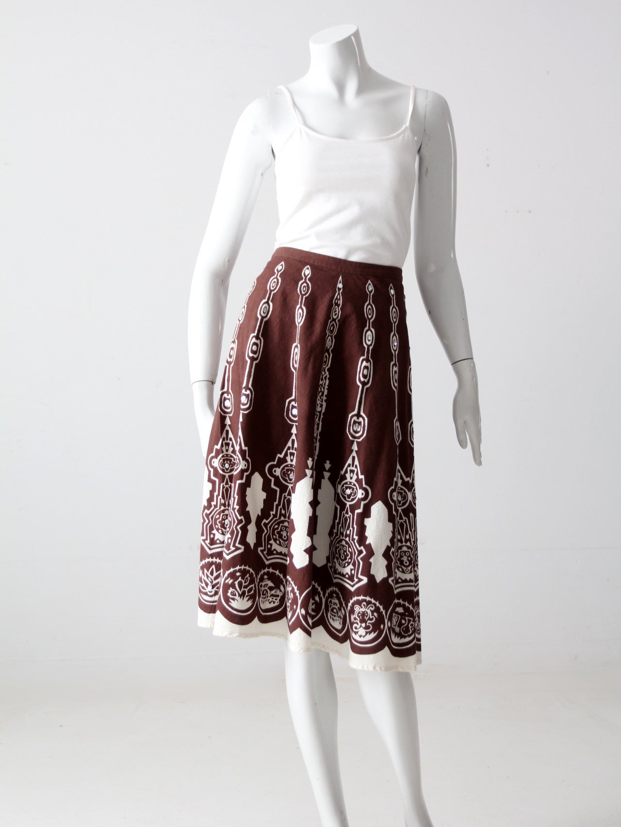 vintage boho print sequin skirt