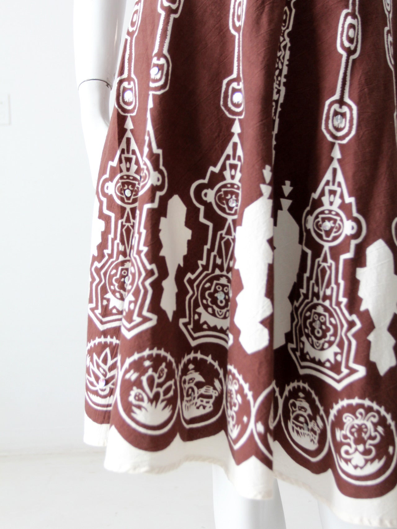 vintage boho print sequin skirt