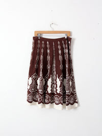 vintage boho print sequin skirt