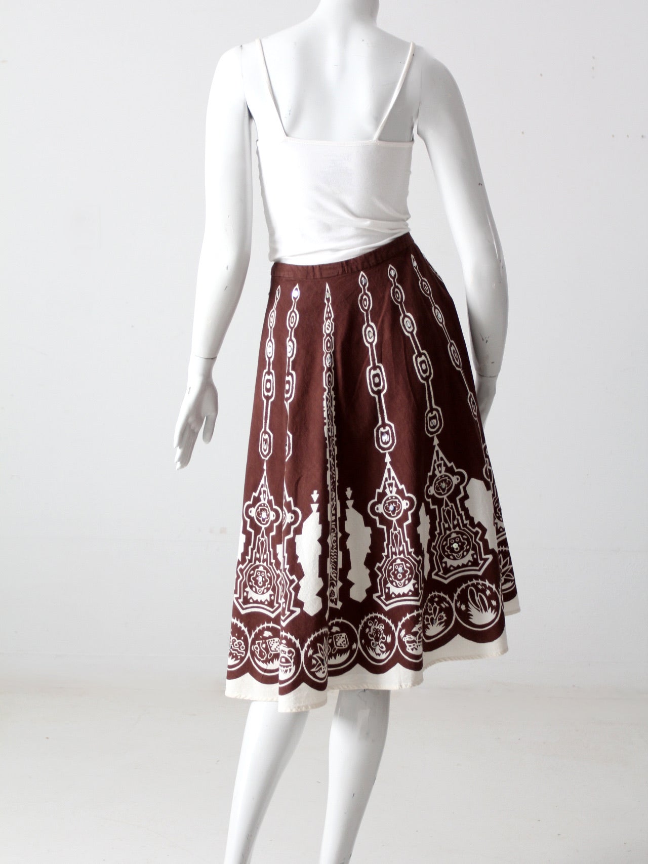 vintage boho print sequin skirt