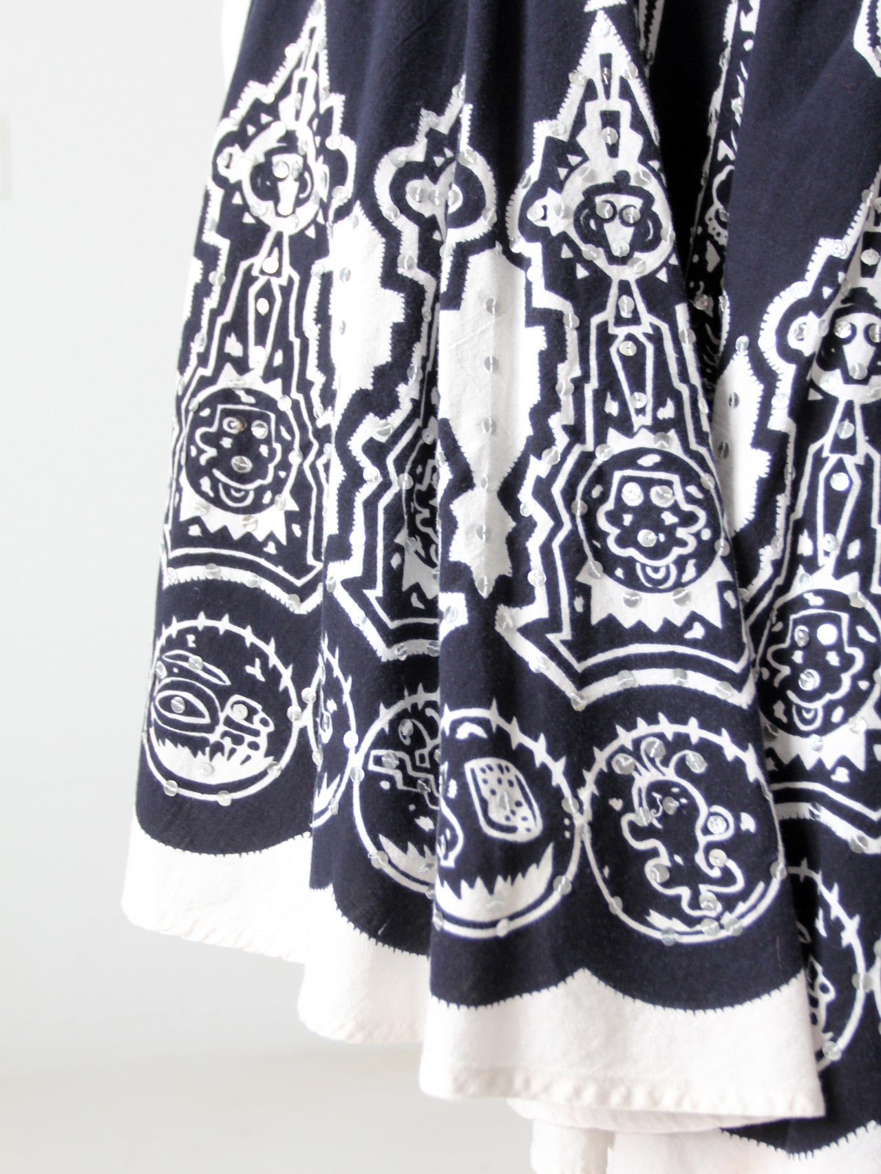vintage boho print sequin skirt