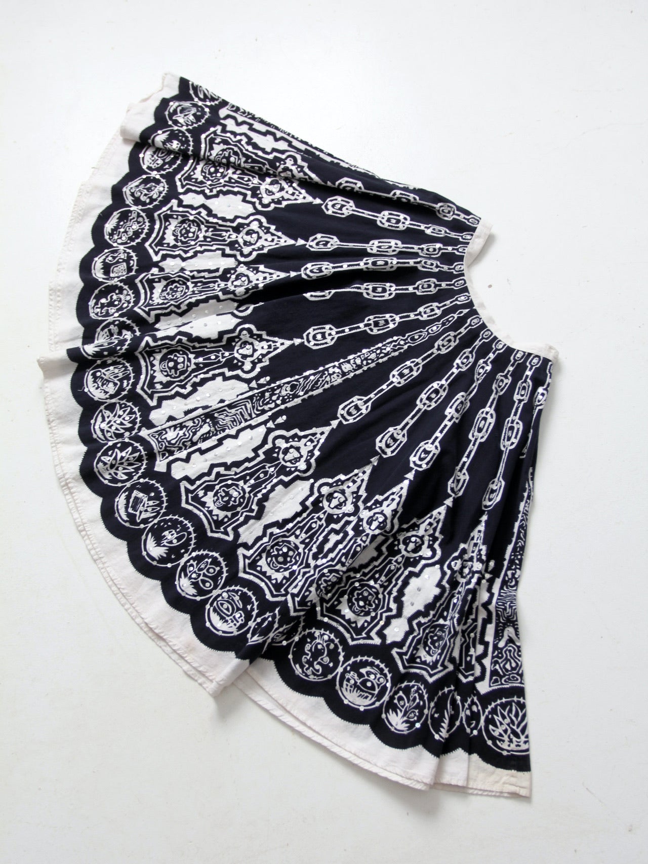 vintage boho print sequin skirt