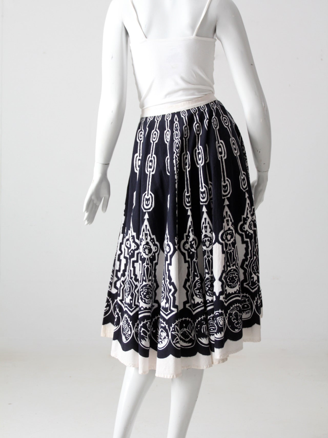 vintage boho print sequin skirt