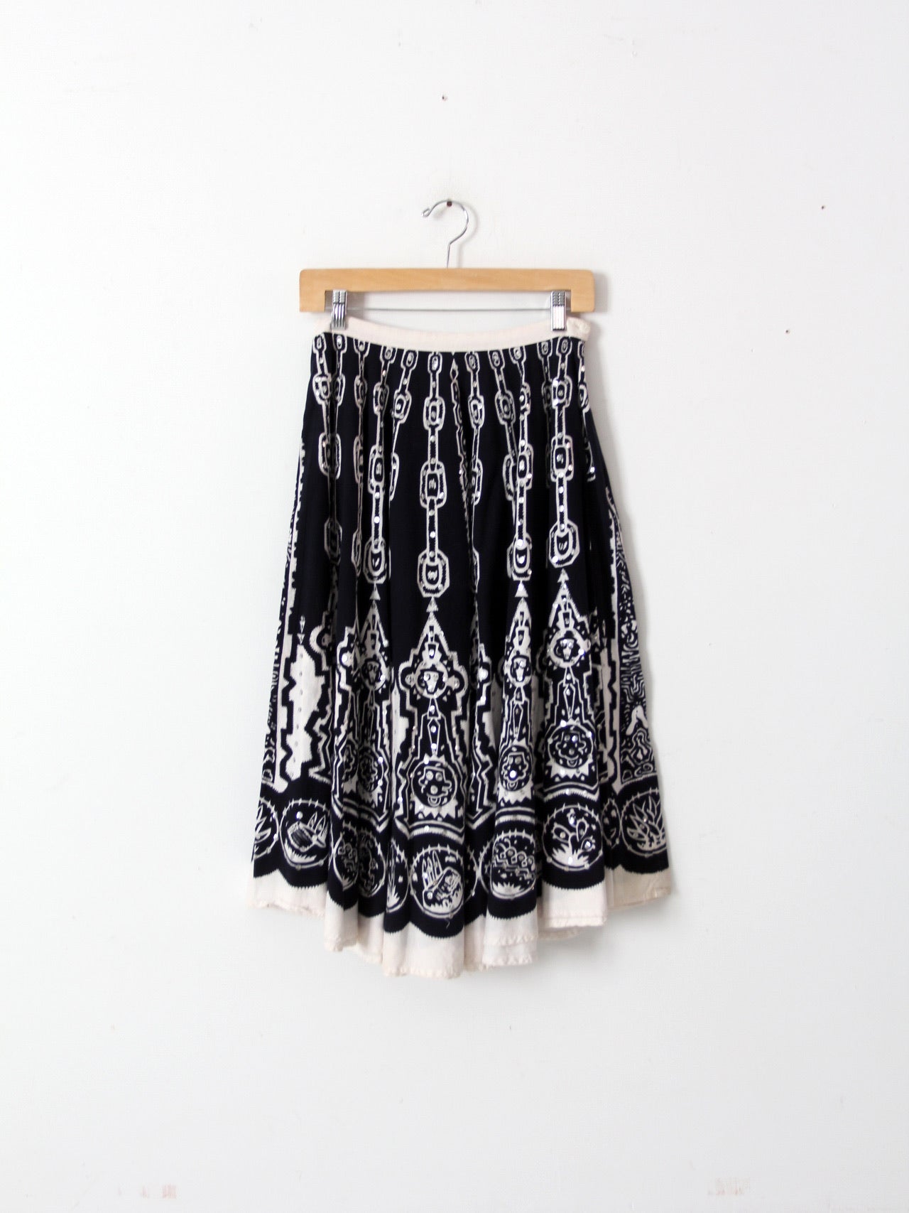 vintage boho print sequin skirt