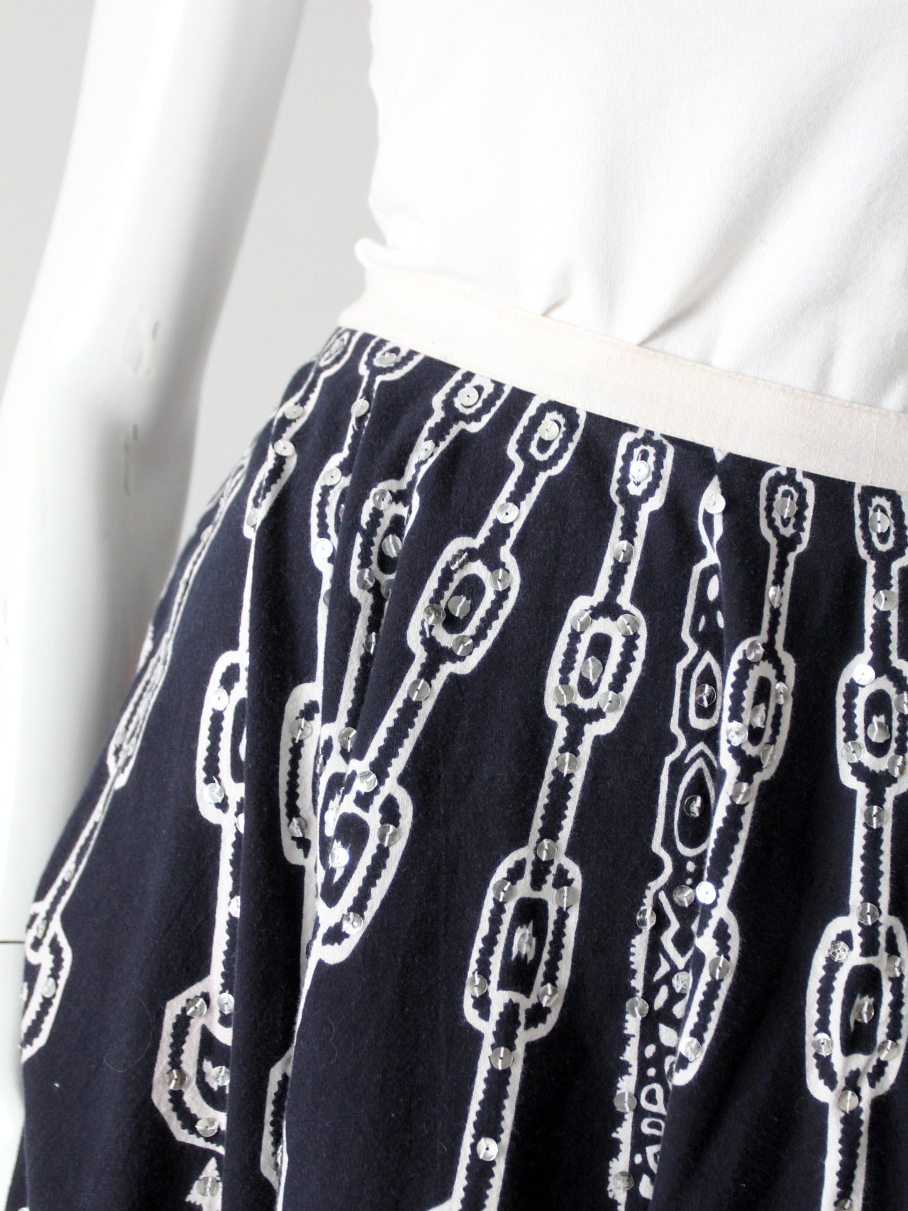 vintage boho print sequin skirt