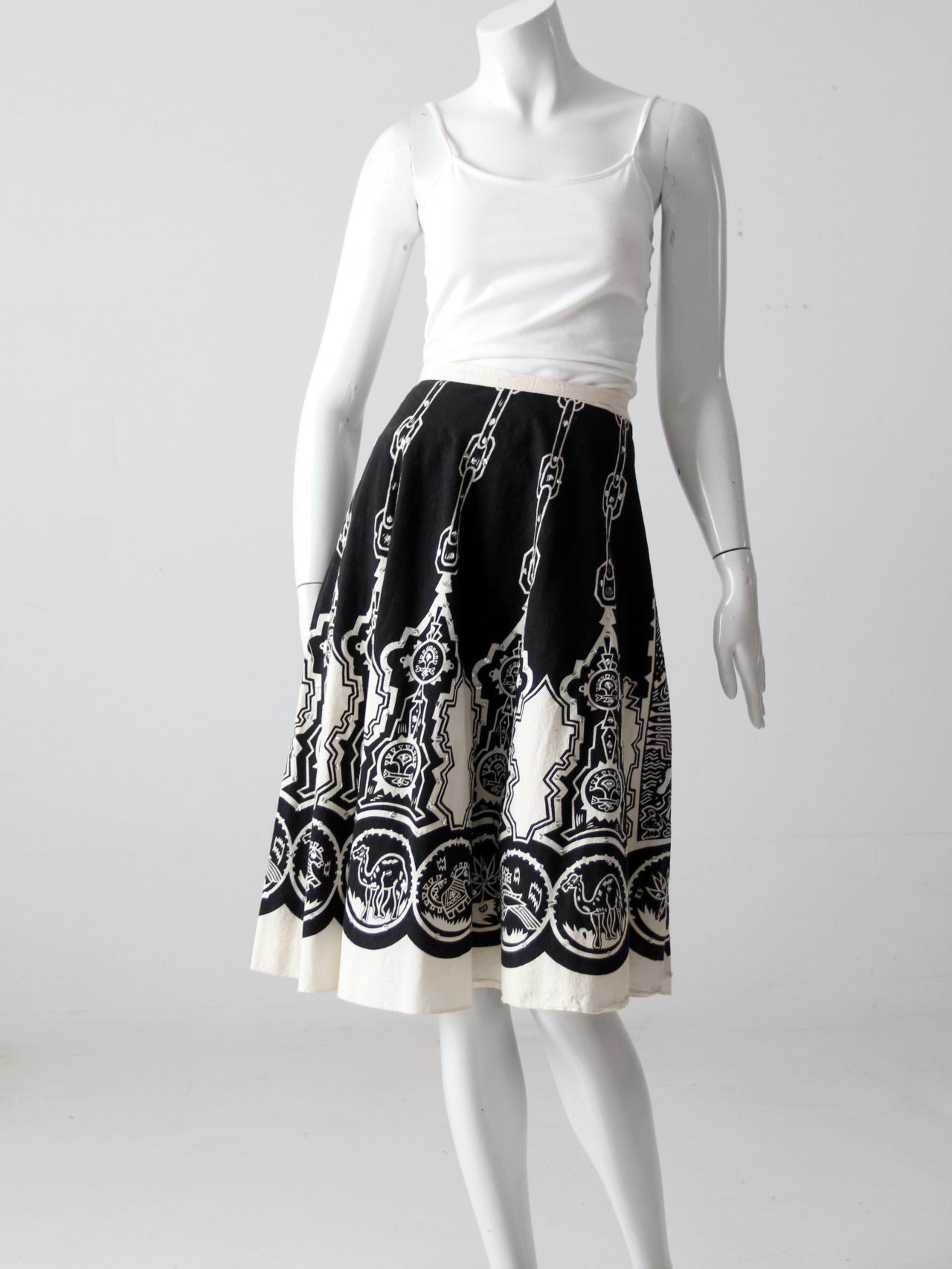 vintage boho print sequin skirt