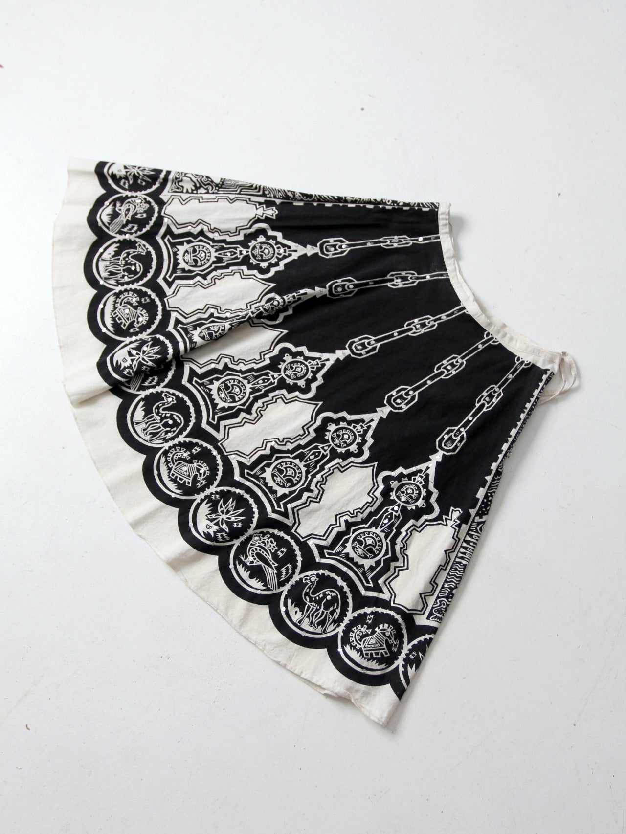 vintage boho print sequin skirt