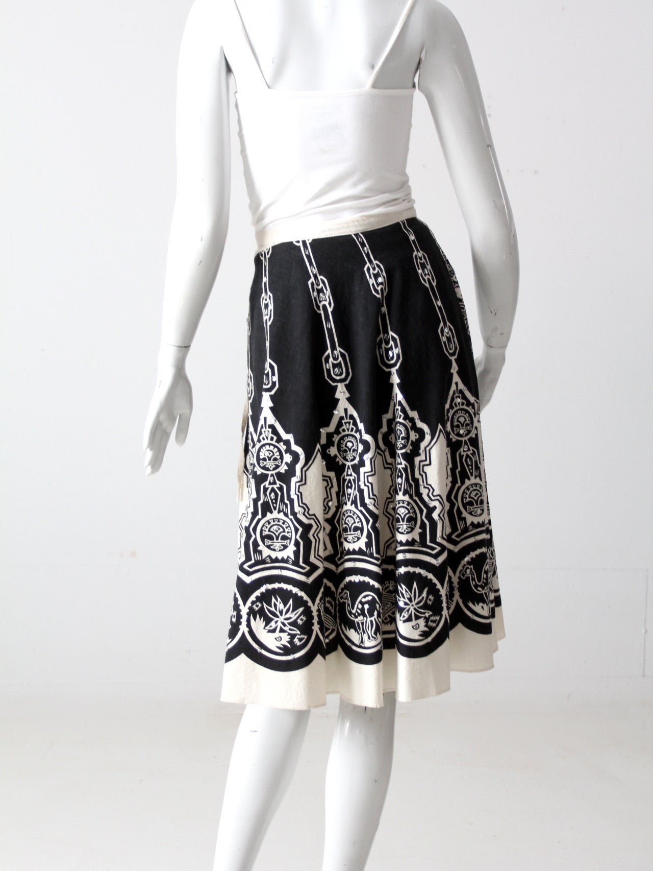 vintage boho print sequin skirt