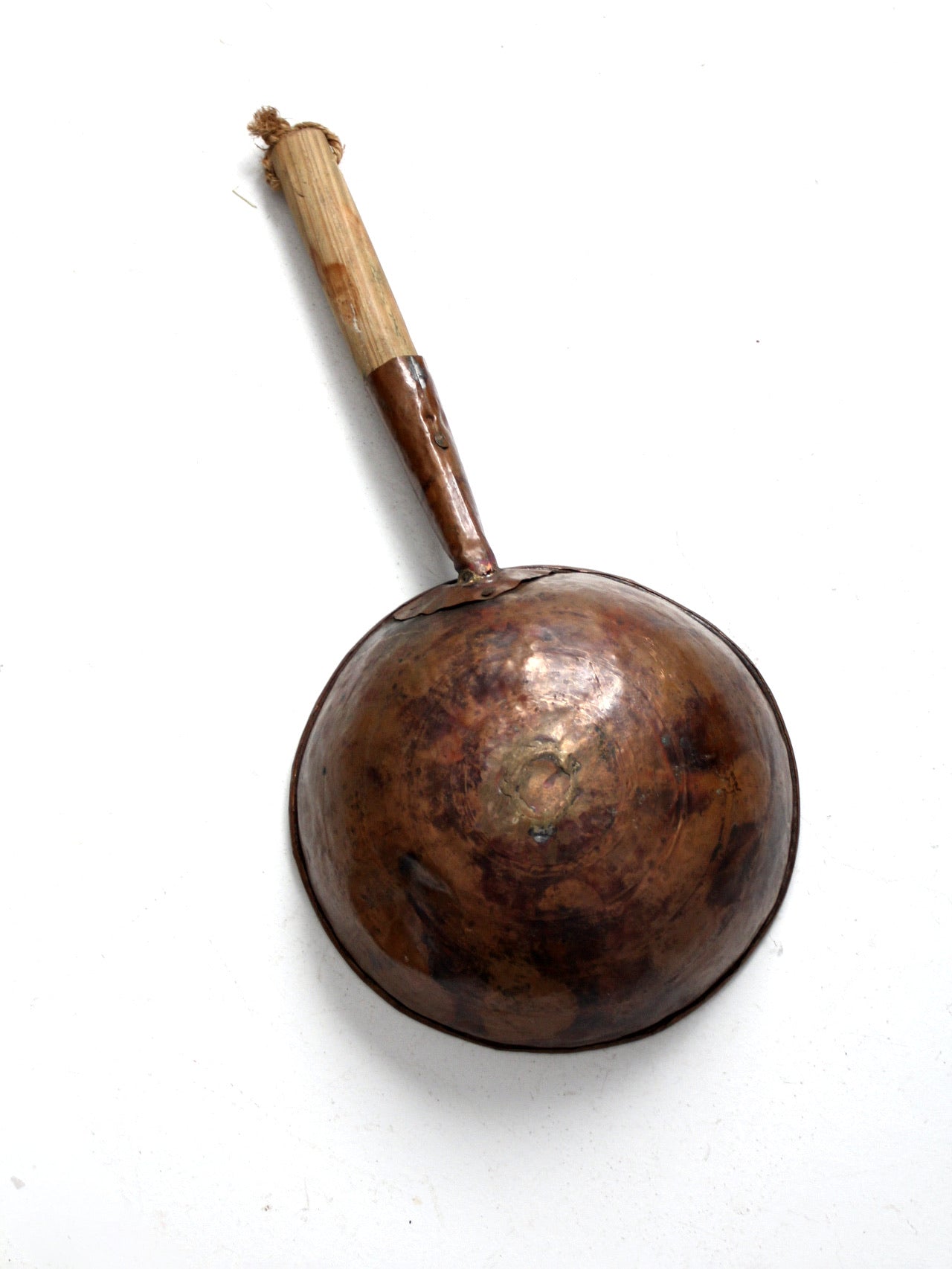 antique round bottom copper pan