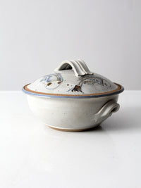 vintage studio pottery covered bowl