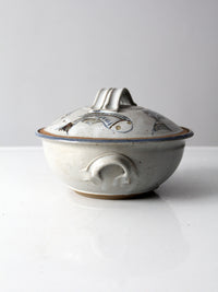 vintage studio pottery covered bowl