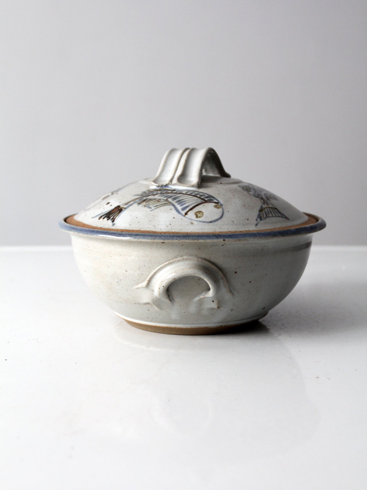 vintage studio pottery covered bowl